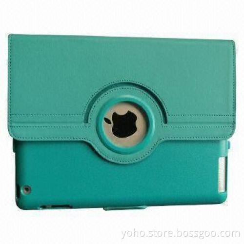 360° Rotating Leather Case for New iPad, Magnetic Inside, with PU Leather/Rubber